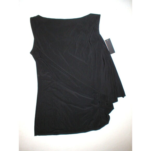 NWT New Designer Josie Natori Top Tank S Tiered Black Layered Womens Sleeveless - Picture 1 of 6